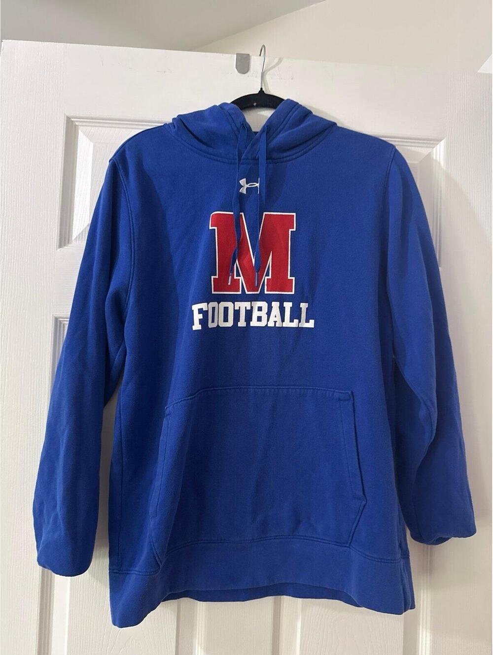 Under Armour Blue Ole Miss “M” Football Hoodie Small